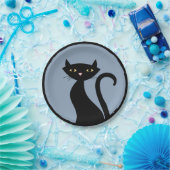 Schwarze Katze auf blau Pappteller (Party)