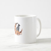 Schwarze Katze auf Blumenmoon Pumpkin Schwarze Kat Kaffeetasse (VorderseiteRechts)