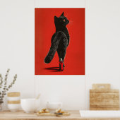 Schwarze Katze auf dem Catwalk – Modeillustration Poster (Küche)