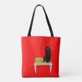 Schwarze Katze auf dem Hocker Tasche (Rückseite)