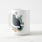 Schwarze Katze auf dem Weihnachtsbaum Kaffeetasse (Vorderseite Links)