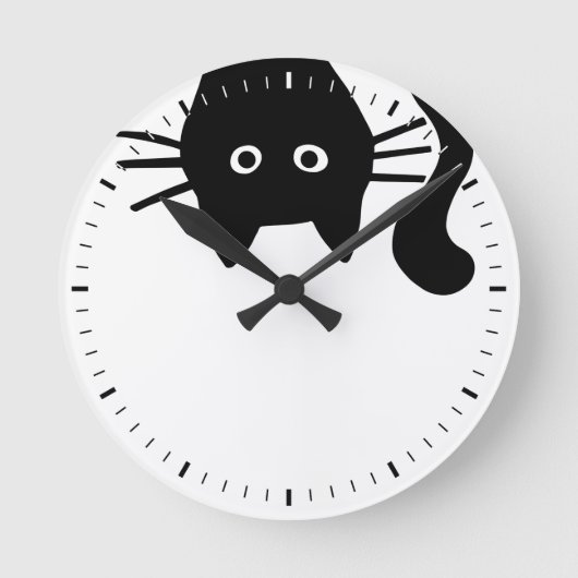 Schwarze Katze auf den Kopf pinkeln Runde Wanduhr (Vorderseite)