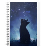 Schwarze Katze auf der magischen Wiese Starlit Notizblock (Vorderseite)
