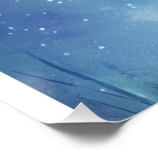 Schwarze Katze auf der magischen Wiese Starlit Poster (Ecke)