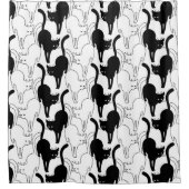 Schwarze Katze auf der Straße Duschvorhang (Vorderseite)