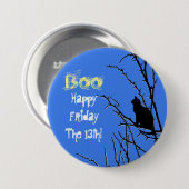 Schwarze Katze auf einem Baum Button (Vorne & Hinten)