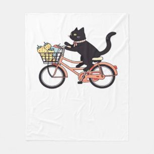 Schwarze Katze auf einem Fahrrad  Black Cat Art Kl Fleecedecke