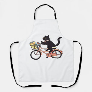 Schwarze Katze auf einem Fahrrad Black Cat Art Kl Schürze