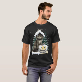 Schwarze Katze auf einem Jack O' Lantern T-Shirts