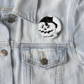 Schwarze Katze auf einem Kürbis Button (Beispiel)