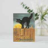 Schwarze Katze auf einer Vintagen Postkarte (Stehend Vorderseite)