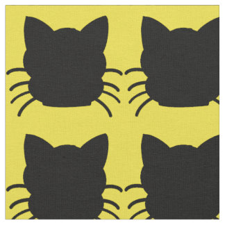 Schwarze Katze auf gelbem Hintergrund-Gewebe Stoff