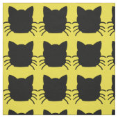 Schwarze Katze auf gelbem Hintergrund-Gewebe Stoff (Muster)