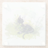 Schwarze Katze auf Gras-Glas-Untersetzer Glasuntersetzer (Rückseite)