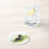 Schwarze Katze auf Graspapier-Untersetzer Runder Pappuntersetzer (Vor Ort)