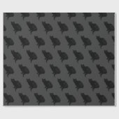 Schwarze Katze auf Grau | Geschenkpapier (Flach)