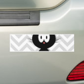 Schwarze Katze auf grauem Zickzack Autoaufkleber (Auf Auto)