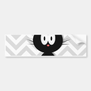 Schwarze Katze auf grauem Zickzack Autoaufkleber