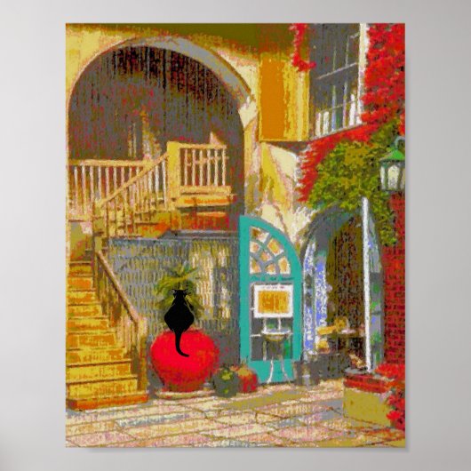 Schwarze Katze auf Hofgarten-Poster Poster (Vorne)