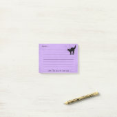 Schwarze Katze auf Lila Halloween-Notizblock: Post-it Klebezettel (Auf Schreibtisch)