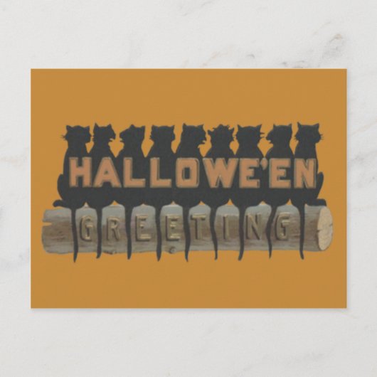 Schwarze Katze auf Log-Schatten Postkarte (Vorderseite)