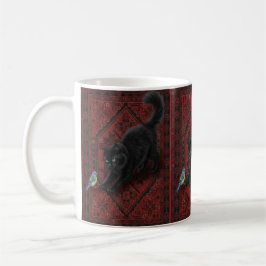 Schwarze Katze auf marokkanischem Teppich  Kaffeetasse