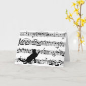 Schwarze Katze auf Noten Karte (Gelbe Blume)