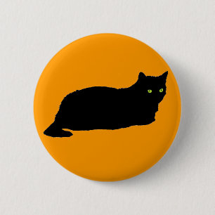 Schwarze Katze auf Orange ausrichten Button
