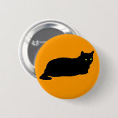 Schwarze Katze auf Orange ausrichten Button (Vorne & Hinten)