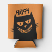 Schwarze Katze auf Orange Dosenkühler (Vorderseite)