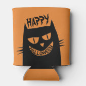 Schwarze Katze auf Orange Dosenkühler (Rückseite)