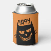 Schwarze Katze auf Orange Dosenkühler (Kanne Rückseite)