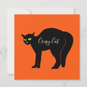 Schwarze Katze auf Orange Einladung