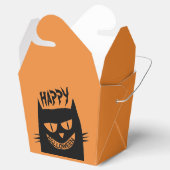 Schwarze Katze auf Orange Geschenkschachtel (Geöffnet)