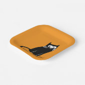Schwarze Katze auf Orange – Kinder  Pappteller (Gewinkelt)