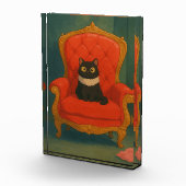 Schwarze Katze auf rotem Thron Fotoblock (Rechts)