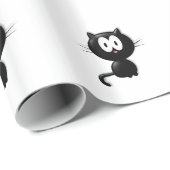 Schwarze Katze auf weißem Hintergrund Geschenkpapier (Rolleneckpunkt)