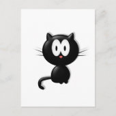 Schwarze Katze auf weißem Hintergrund Postkarte (Vorderseite)