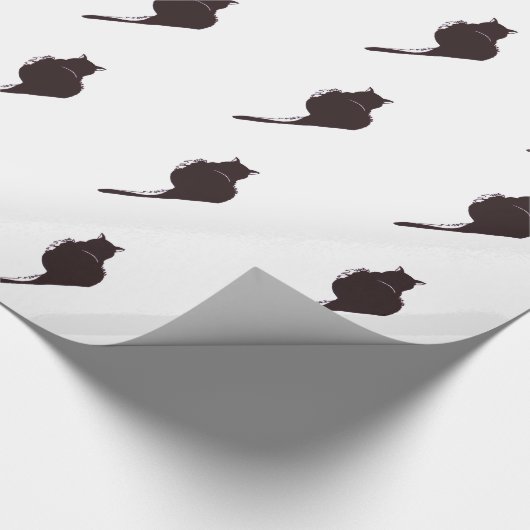 Schwarze Katze auf weißem Packpapier (Ecke)