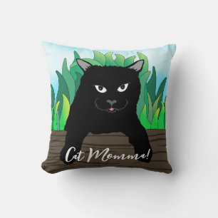 Schwarze Katze auf Zaun, Katze Momma, Kissen
