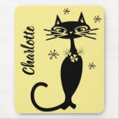 Schwarze Katze aus dem Mittelalter im goldenen Hin Mousepad (Vorne)