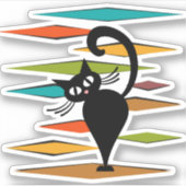 Schwarze Katze aus der Mitte des Jahrhunderts Aufkleber (Vorderseite)