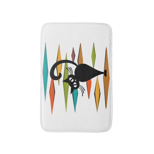 Schwarze Katze aus der Mitte des Jahrhunderts Badematte (Vorderseite Vertikal)