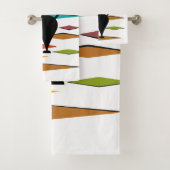 Schwarze Katze aus der Mitte des Jahrhunderts Badhandtuch Set (Insitu)