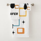 Schwarze Katze aus der Mitte des Jahrhunderts Badhandtuch Set (Insitu)