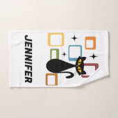 Schwarze Katze aus der Mitte des Jahrhunderts Badhandtuch Set (Handtuch)
