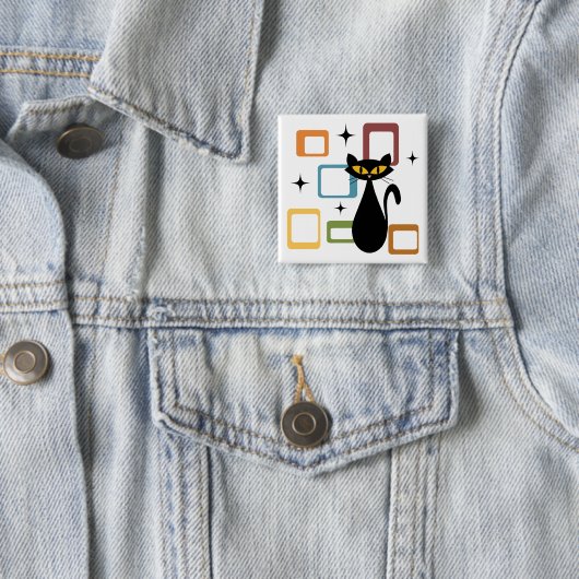Schwarze Katze aus der Mitte des Jahrhunderts Button (Beispiel)