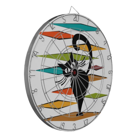 Schwarze Katze aus der Mitte des Jahrhunderts Dartscheibe (Vorderseite Links)