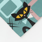 Schwarze Katze aus der Mitte des Jahrhunderts Fleecedecke (Ecke)