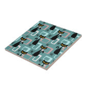 Schwarze Katze aus der Mitte des Jahrhunderts Fliese (Seite)